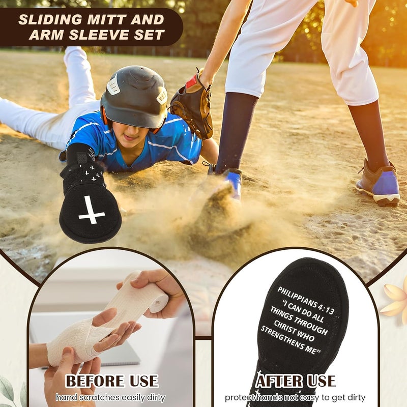 Geyoga Christian Sport Set Sliding Mitt and Cross Arm Sleeve Baseball Religious Glove Sliding Mitt Cooling Arm Sleeves - Image 4